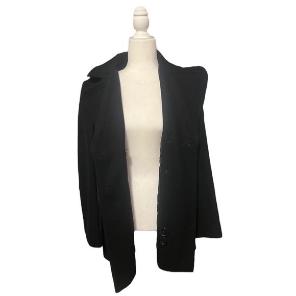 New York & Company Wool Blend Black Button Front Pea Coat - Size 4 - Picture 12 of 14